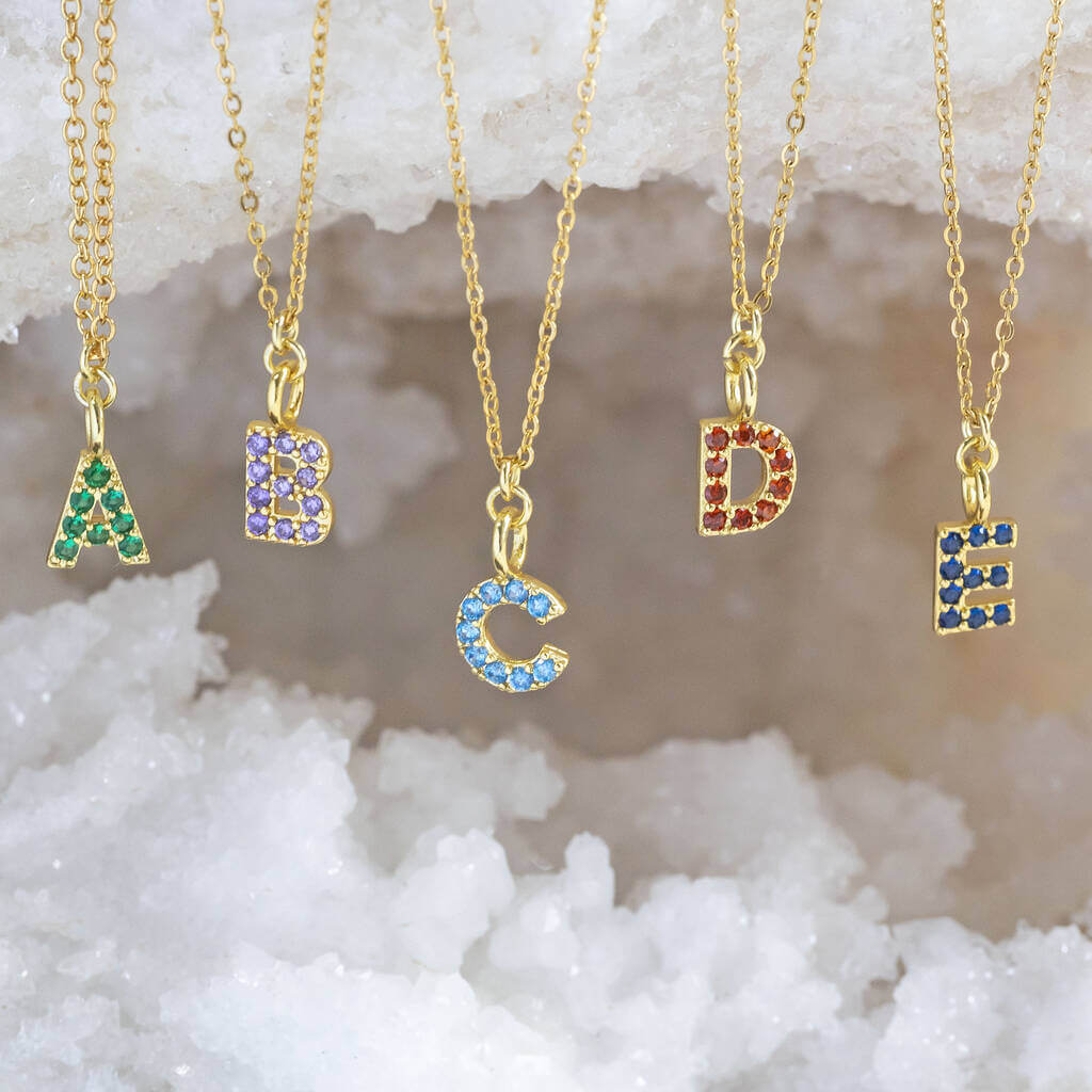 Gold or Silver Birthstone Initial Necklace – JOY by Corrine Smith