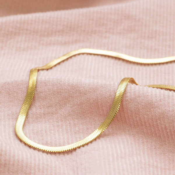 Image shows Gold Plated Base Layering Flat Snake Chain