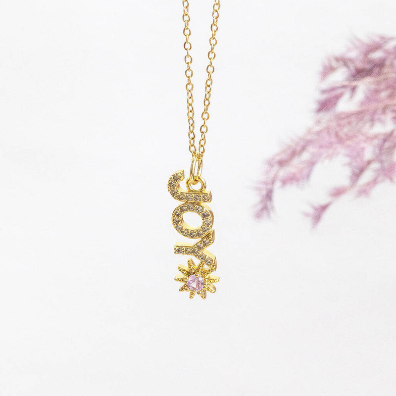 Image shows Gold Plated JOY Necklace with Sun Detail