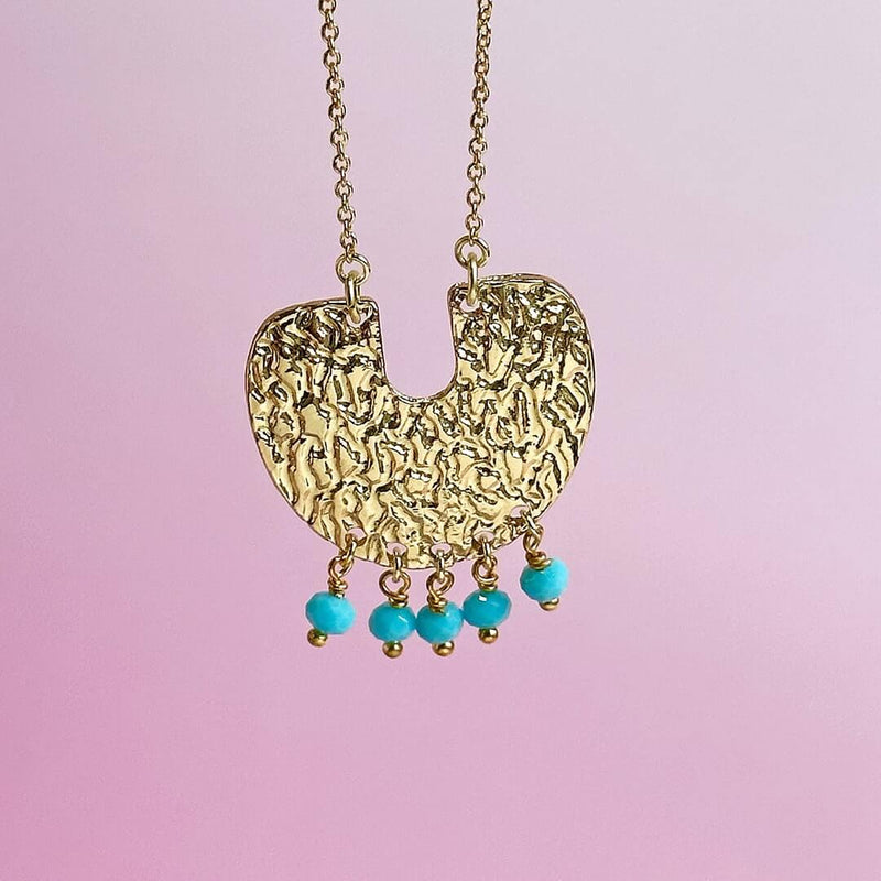 Image shows Image shows Gold Plated Turquoise Bead Fringe Necklace
