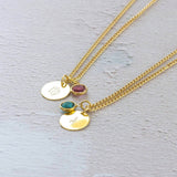 Image shows 2 Gold Zodiac Birthstone Charm Necklaces