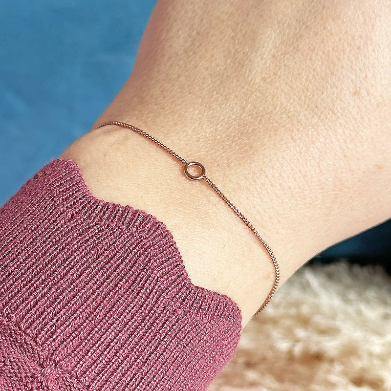 Rose Gold Plated Sterling Silver Tiny Circle Bracelet