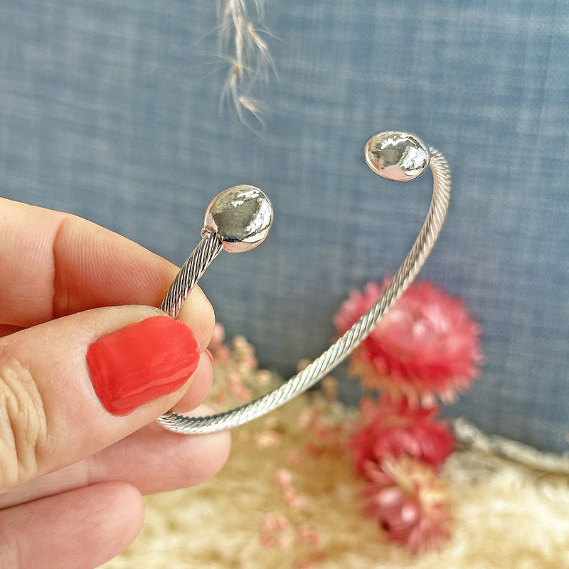 Silver Plated  Twisted Torque Bangle
