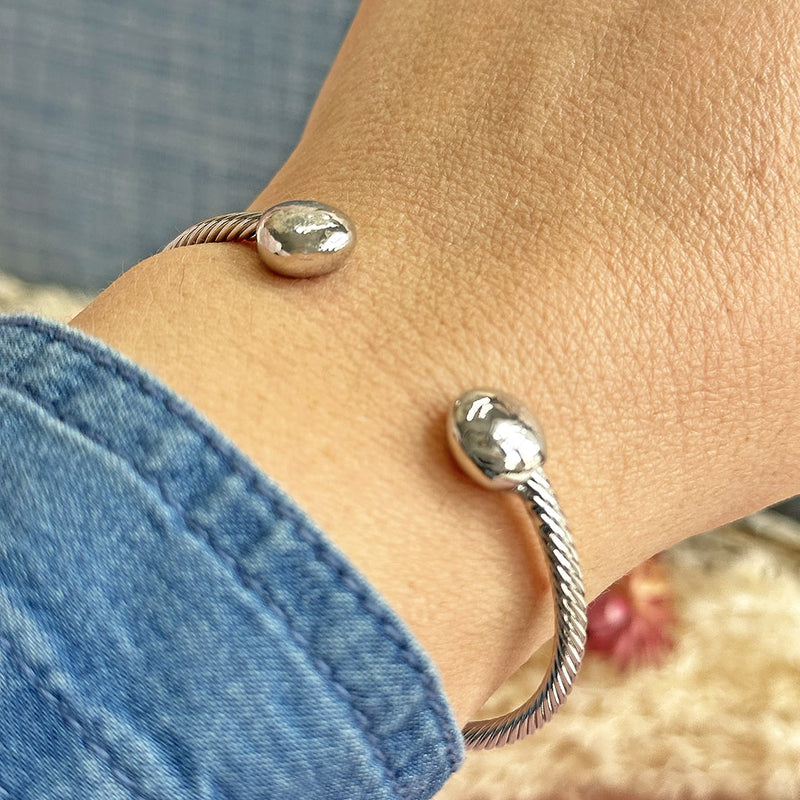 Silver Plated  Twisted Torque Bangle