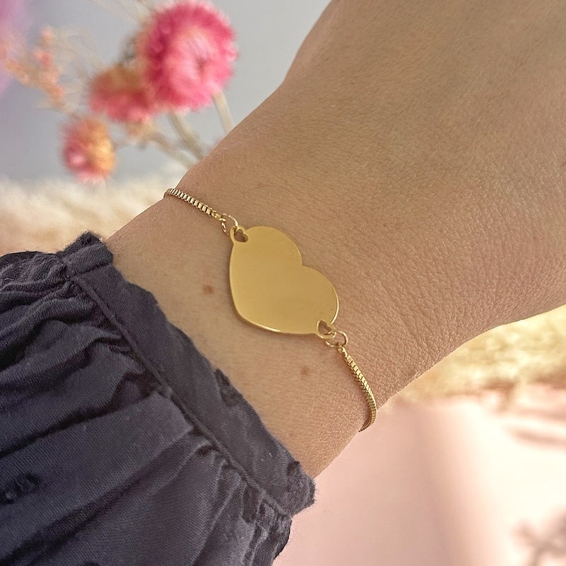 Gold Plated Heart Slider Bracelet