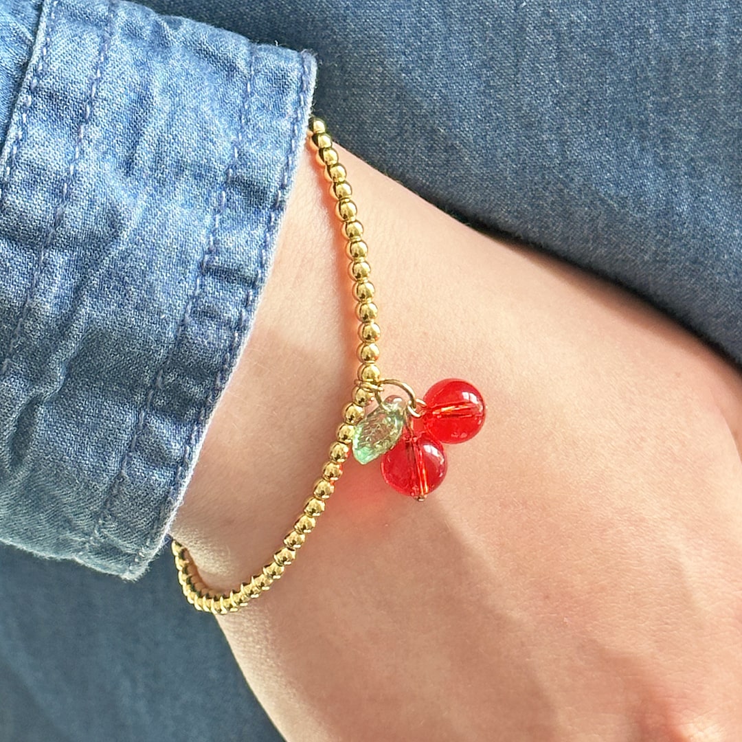 Cute Glass Cherry Bracelet