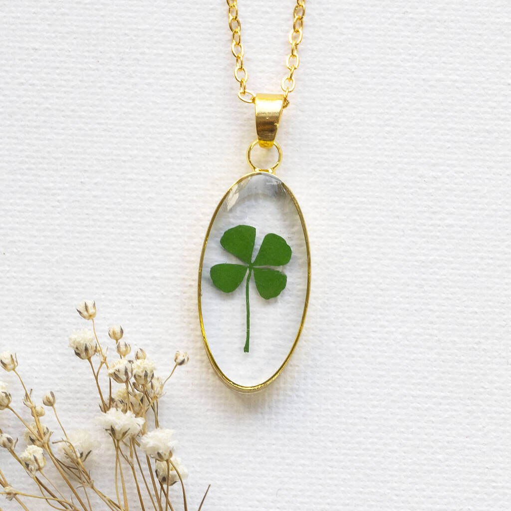 Lucky Four Leaf Clover Resin Necklace – JOY by Corrine Smith
