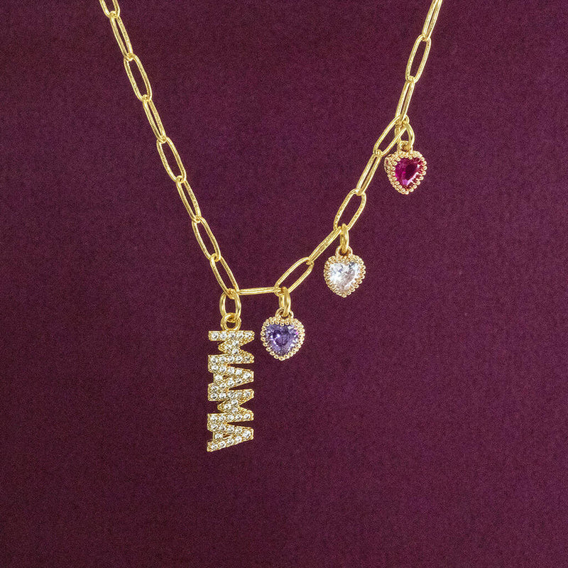 Image shows 'Mama' Charm Bracelet with Children's Birthstones