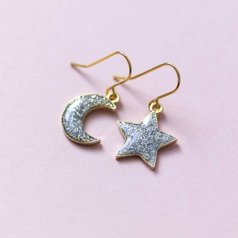 Image shows Moon and Star Sparkle Earring Set Success A