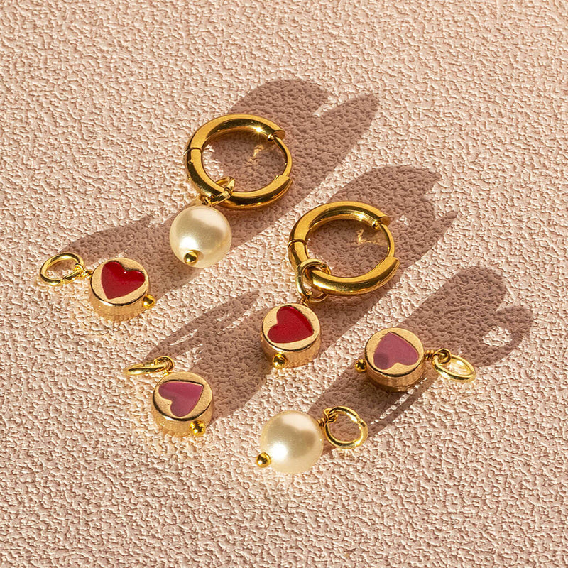 Image shows Multiway Heart and Pearl Hoop Earrings