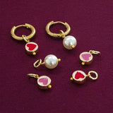 Image shows Multiway Heart and Pearl Hoop Earrings
