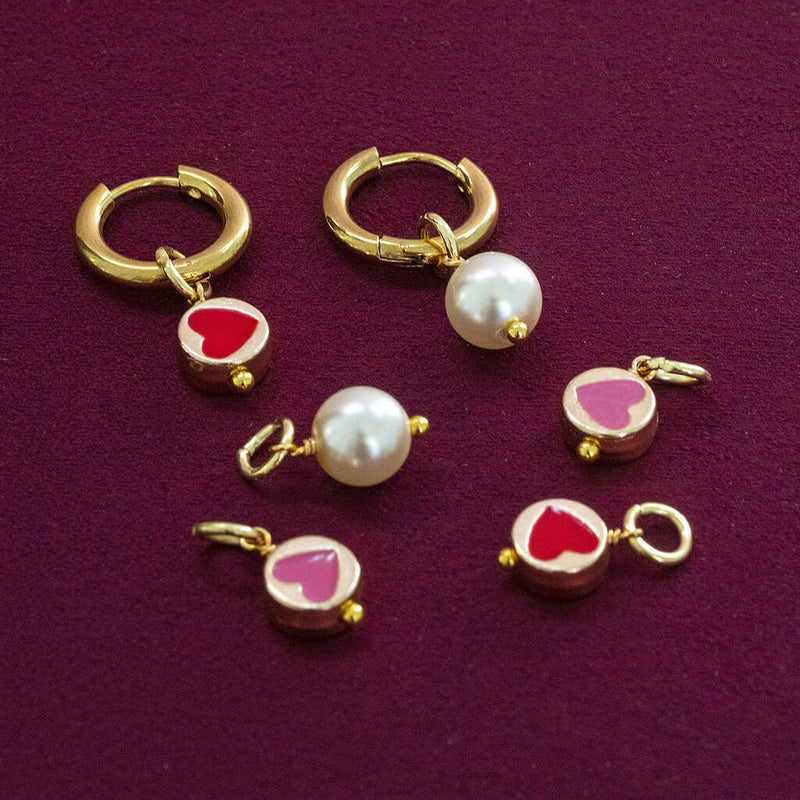 Image shows Multiway Heart and Pearl Hoop Earrings