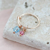 Image shows Mummy and Child Birthstone Charm Ring