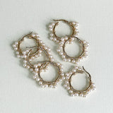 Image shows 3 pairs of Ornate Pearl Wrapped Hoop Earrings