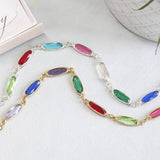 Images shows silver and gold Oval Family Birthstone Link Necklaces