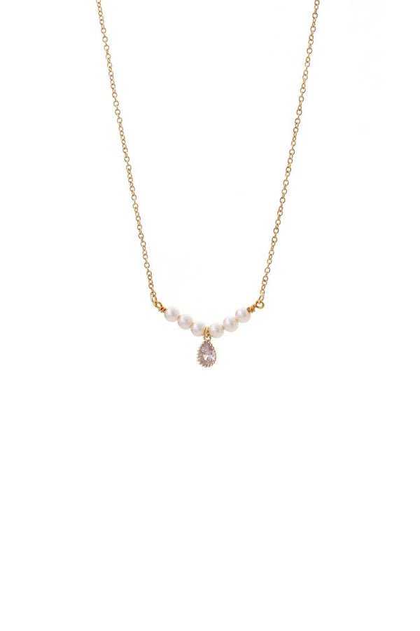 Pearl & Crystal Teardrop Necklace