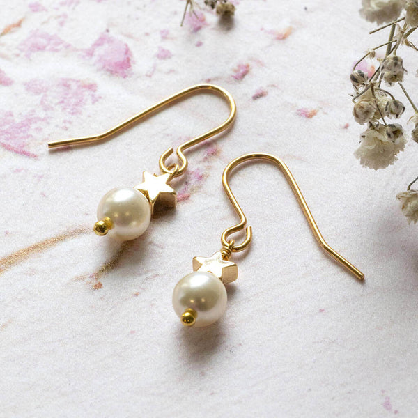 ELWOOD - Pearl Dangle Earrings Wedding in Rose Gold – AMELIE GEORGE PTY LTD