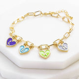 Image shows Personalised Name in Hearts Charm Bracelet with name Leah