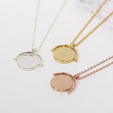 Image shows silver, gold and rose gold personalised spinner necklaces