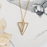 Image shows personalised triangle spike necklace with C initial on it