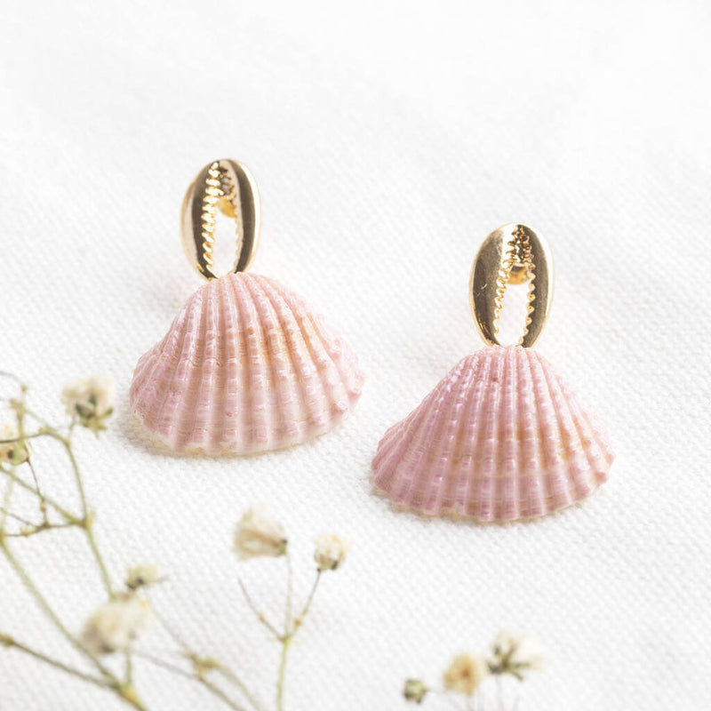 Image shows Pink Shell Drop Earrings