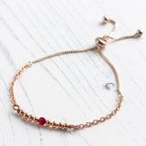 Image shows Rose Gold Birthstone Bar Slider Bracelet