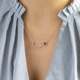 Image shows  model wearing rose gold birthstone necklace