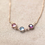 Image shows rose gold birthstone necklace