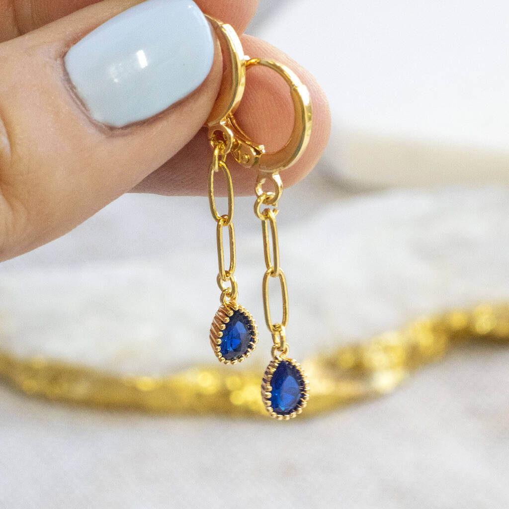 Raw Stone Sapphire hotsell September Birthstone Gold threader Thread Earrings Hawaii Jewelry