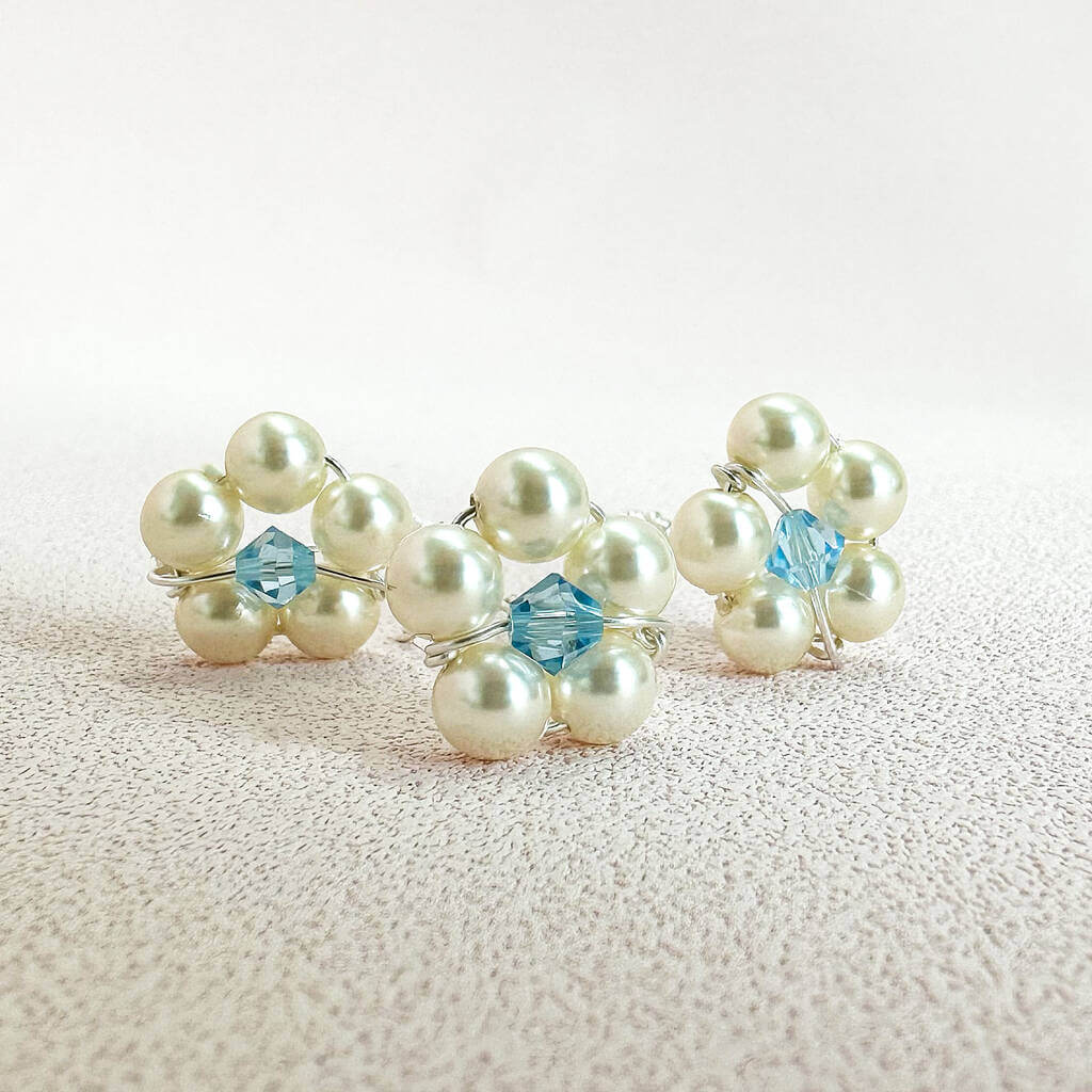 Set of Three Pearl Flower Bouquet Pins JOY by Corrine Smith
