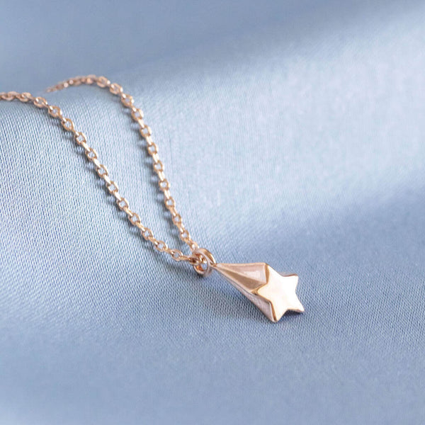 Image shows rose gold Shooting Star Necklace