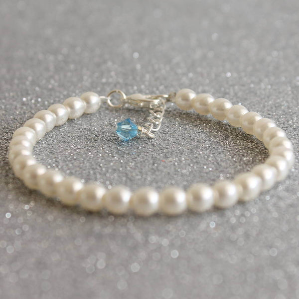 Something blue bridal bracelet  with blue crystal on the extension chain
