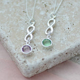 Image shows 2 Sterling Silver Infinity Birthstone Pendants