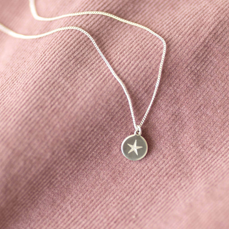 Image shows Sterling Silver Pendant Necklace with Star Motif 
