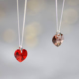 Image shows red and blush pink Image shows red Swarovski Crystal Heart Necklaces