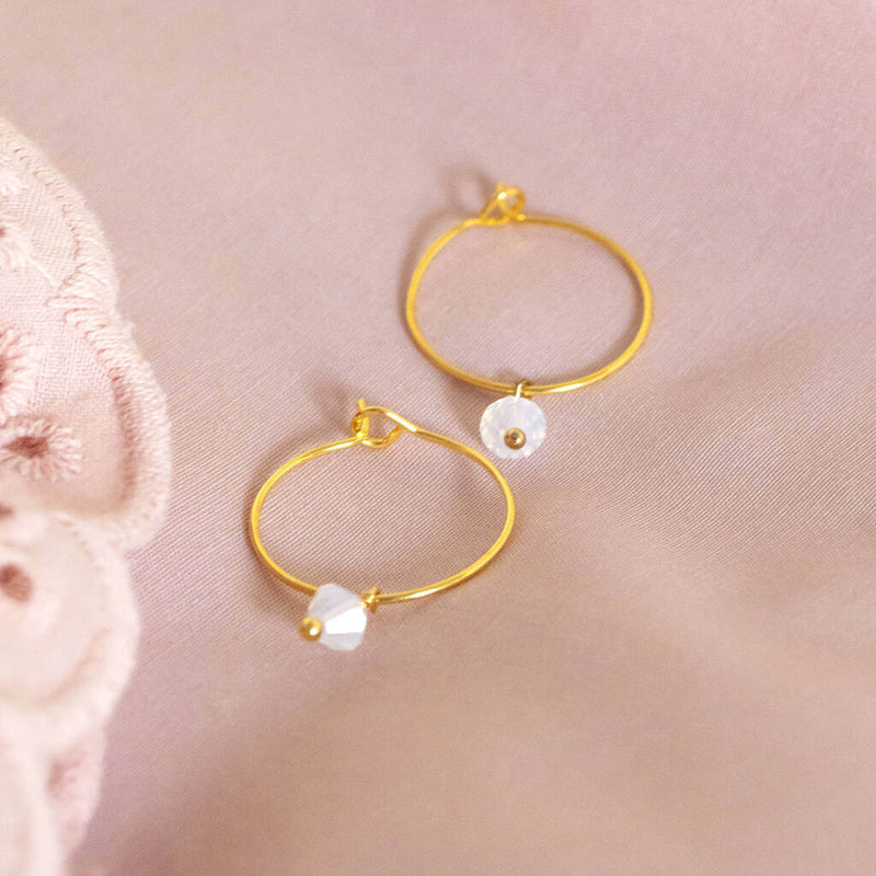 Image shows White Opal Swarovski Crystal Hoop Earrings
