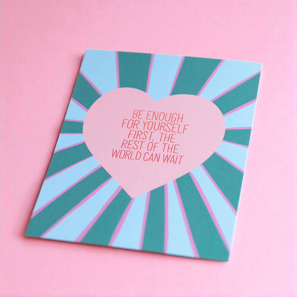 Colourful self-love wall print with bold heart design and positive message