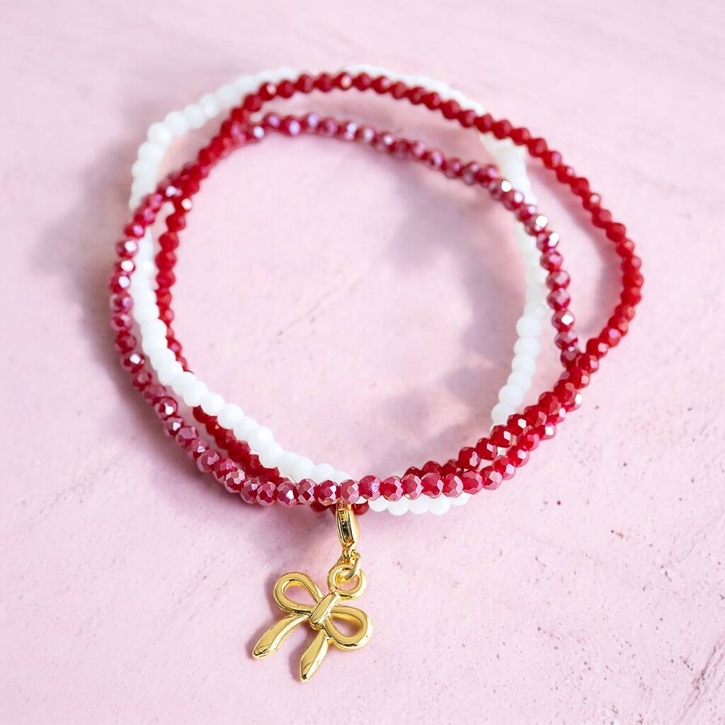 Bracelet Stack With Bow Charm