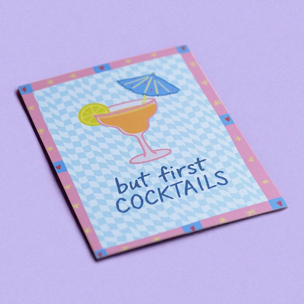 Playful cocktail-themed A5 art print perfect for kitchen or home bar decor