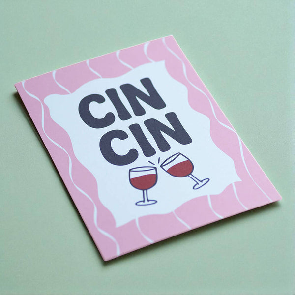 Italian inspired Cin Cin wall art with retro typography and wine design