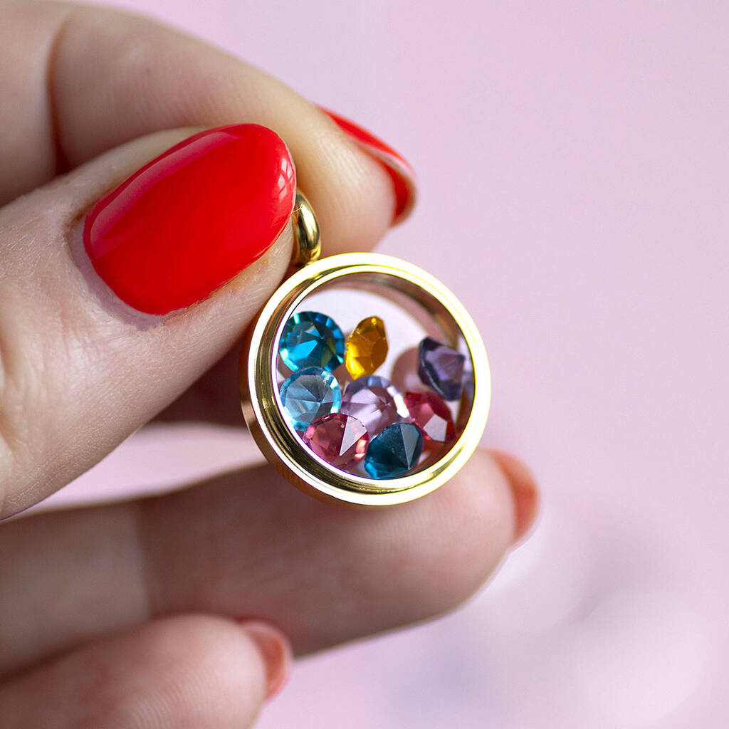 Unique personalised locket necklace with family birthstones, perfect gift for loved ones