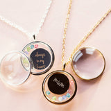 Personalised family birthstone locket necklace in silver or gold