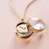 Engraved birthstone locket necklace by Joy by Corrine Smith in sold