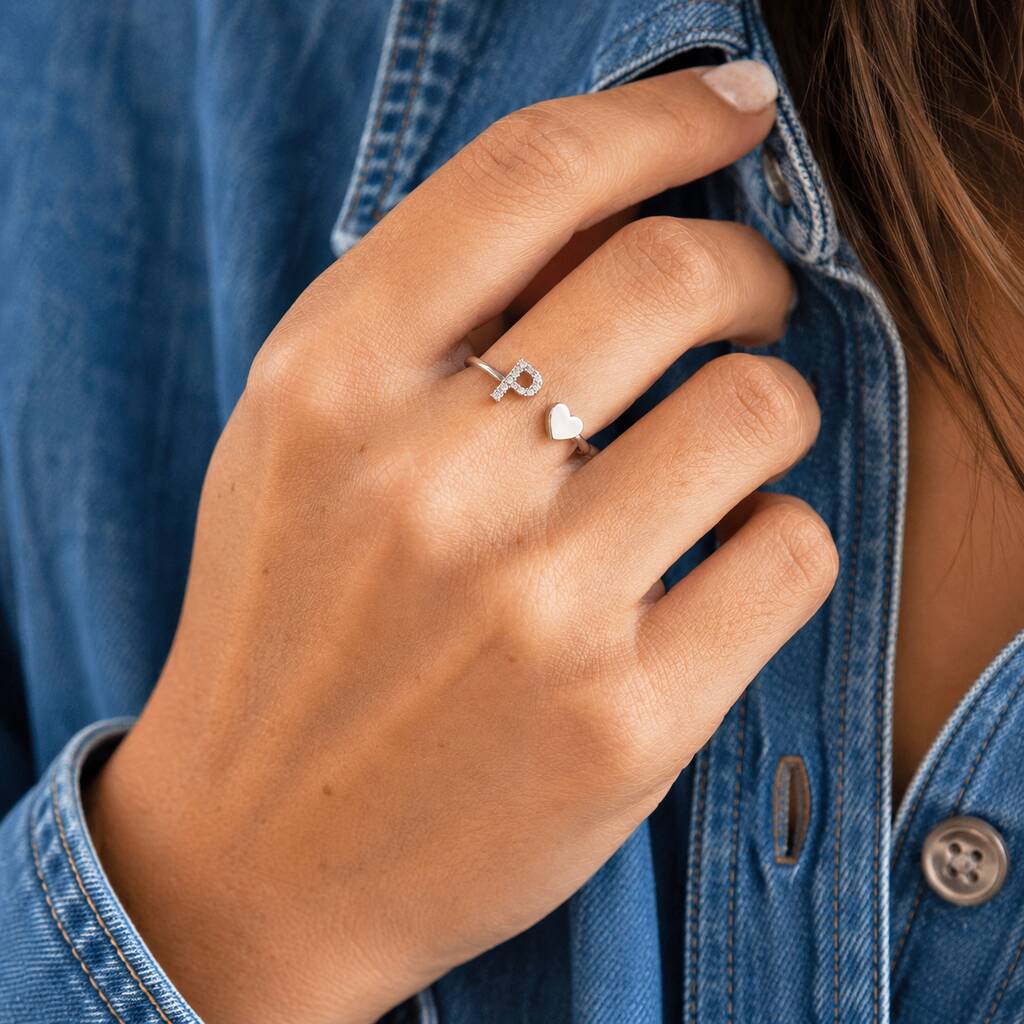 Sterling Silver Ring Initial Initial Signet Ring In Sterling