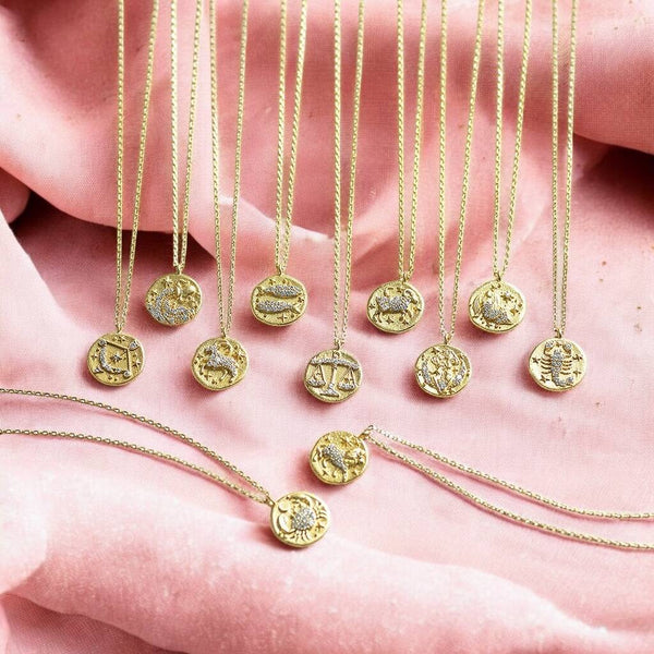 Rose Gold Coin Coin Necklace 14K Gold Plated Floral Pendant