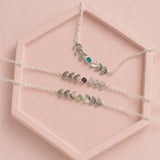Three silver plated vine birthstone bracelets with colourful crystals, ideal for stacking or gifting