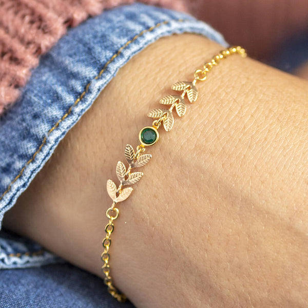 Delicate Gold or Silver Vine Birthstone Bracelet