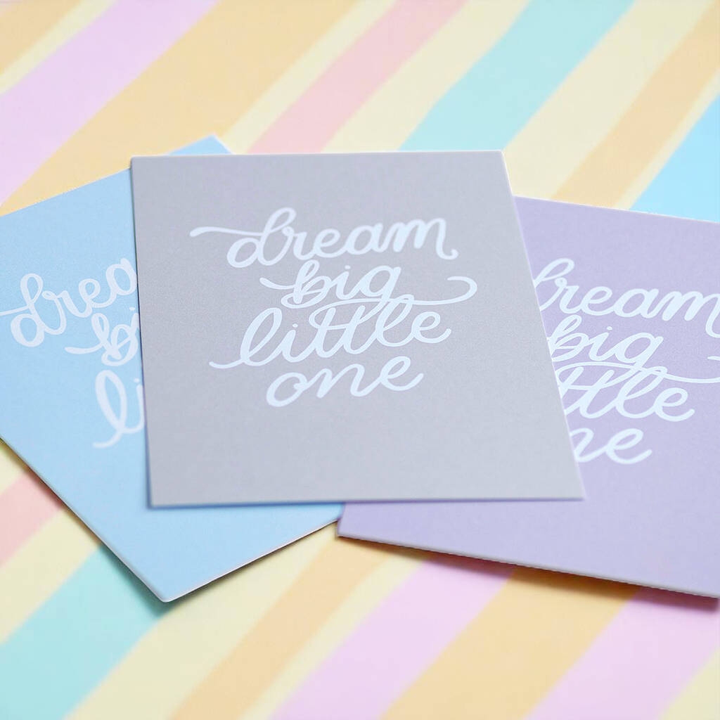 A5 baby room print available in three pastel colours, perfect for nursery or children’s bedroom