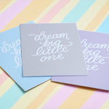 A5 baby room print available in three pastel colours, perfect for nursery or children’s bedroom
