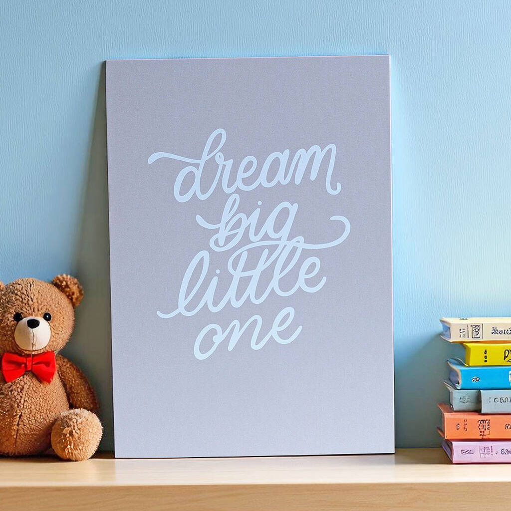 A5 baby room print available in pastel grey, perfect for nursery or children’s bedroom
